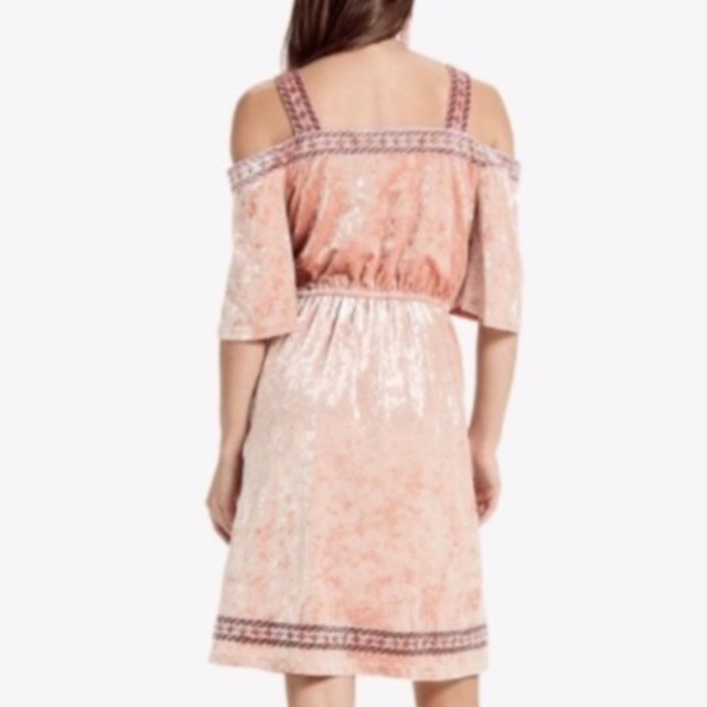 Lucky Brand NWT Pink Crushed‎ Velvet Embroidered Pocket Dress Size Small - Picture 3 of 11